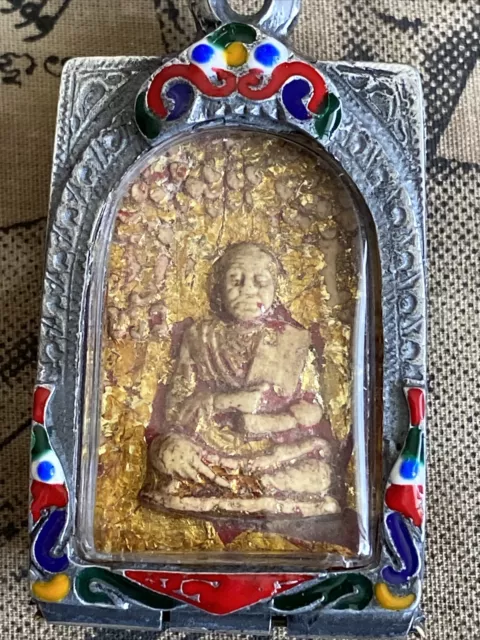 Phra Somdej ,Kru Wat Phra Kaew yr 2411 Thai Buddha Amulet stainless case