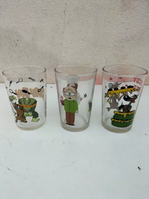 Lot 3 Ancien Verre A Moutarde, LUCKY LUKE-SOUTH PARK- SCOOBY DOO