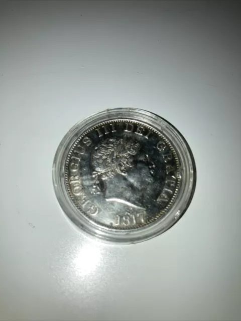 George Iii 1817 Sterling Silver Half Crown Coin Uk