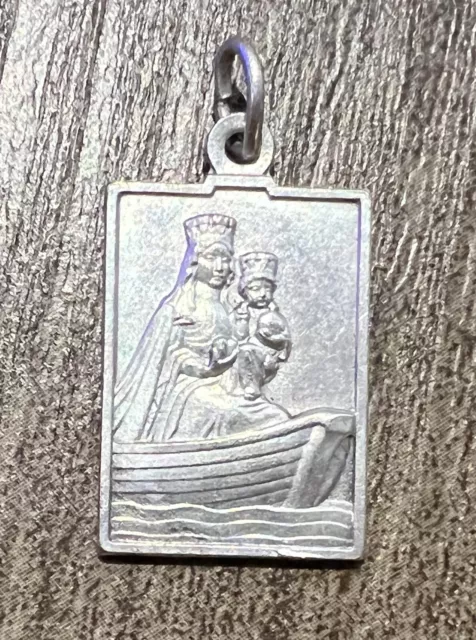 médaille religieuse ancienne " Notre Dame De Boulogne ￼ " - metal argenté