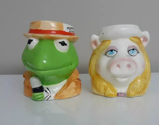 VTG Muppets Kermit The Frog & Miss Piggy Coffee Cups Mugs Sigma Jim Henson Lot 2