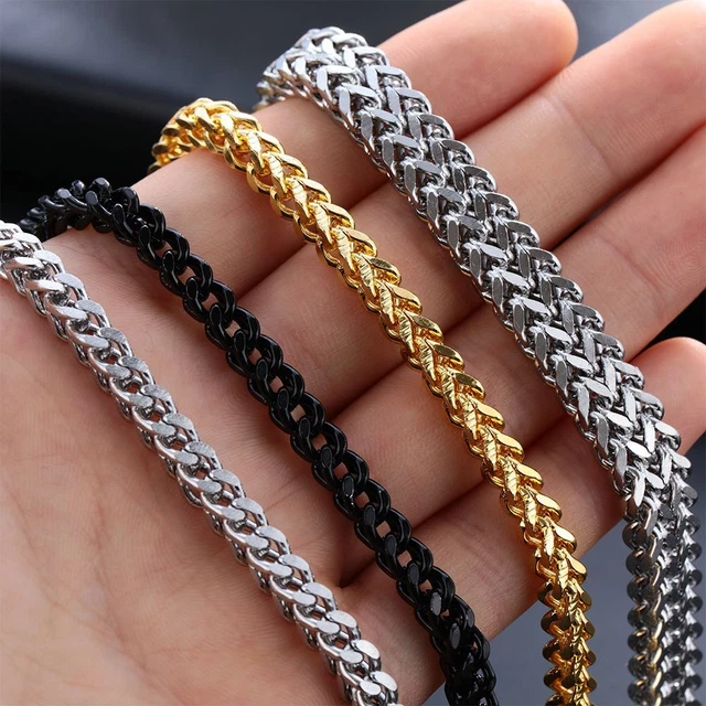 BLACK MEN LINK Chain Stainless Steel Bangle Link Chain Bracelet Snake