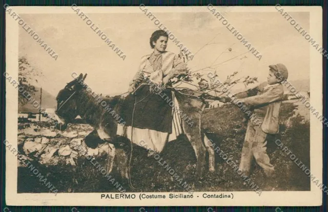 Palermo Costumi Siciliani Asino cartolina QQ0799