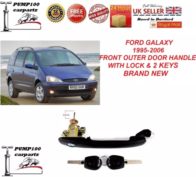 For Ford Galaxy 95-06 Outer Exterior  Front Door  Handle Lock & Keys Lh=Rh 22Mm