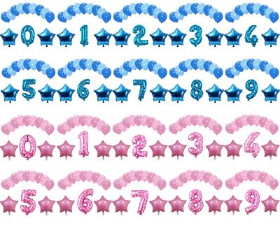 1st Birthday Balloons Blue Pink Baby Shower Boy Girl Balons Party Decoration UK
