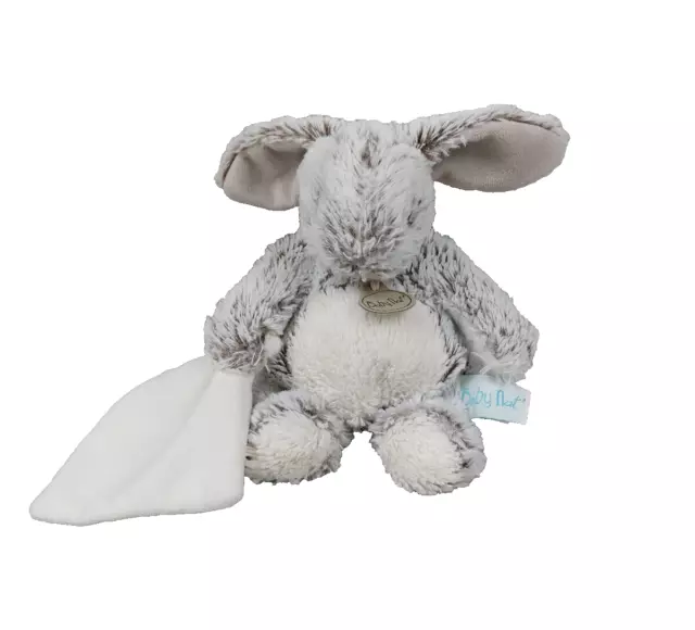 Doudou peluche lapin flocon marron chiné beige BABY NAT’ mouchoir blanc BN664