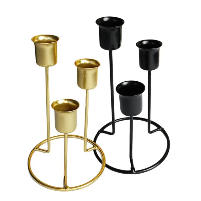 Taper Candle Holders 3-Candles Metal Set of 3 Candelabra for Wedding Decor