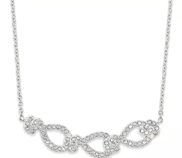 Eliot Danori Silver-Tone Clear Crystal Pave Knot Necklace $60 NEW