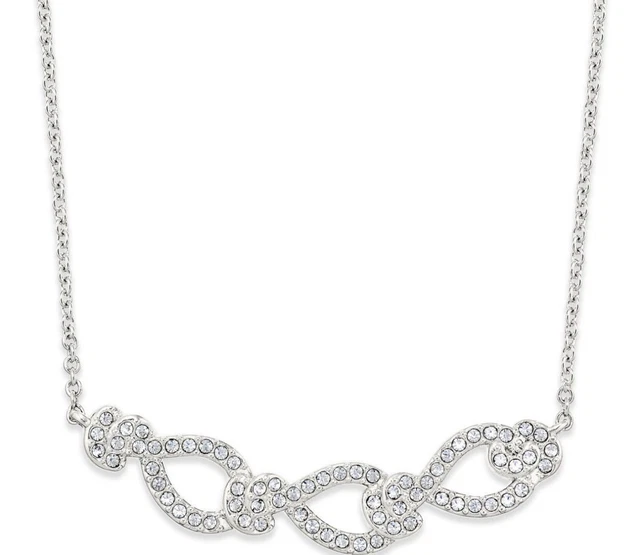 Eliot Danori Silver-Tone Clear Crystal Pave Knot Necklace $60 NEW