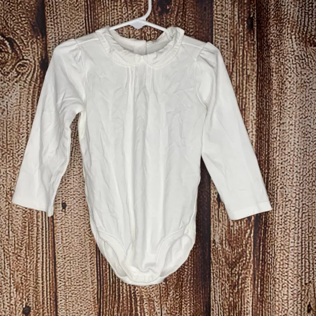 Janie and Jack Baby Girl White Bodysuit One Piece Peter Pan Collar Size 2T