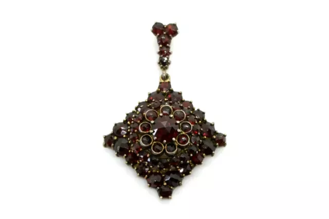 Antiker Biedermeier Prunk Anhänger 935 Silber blutroter Granat ~1880 garnet rare