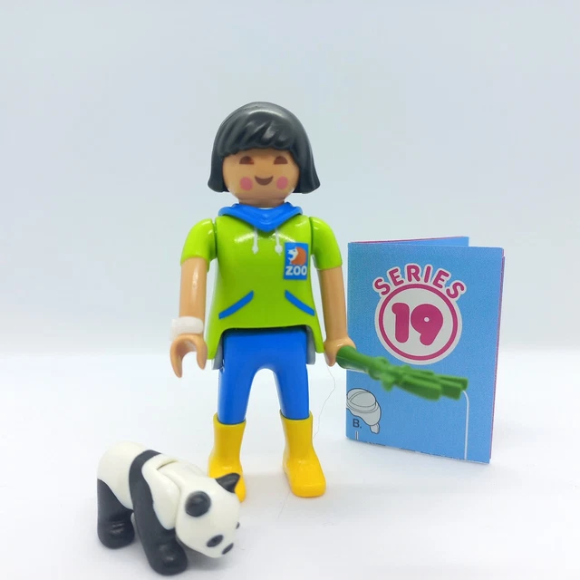 Personnage Playmobil Soigneur De Gorille - Femme Avec Pull Rouge, Veste Grise, Pantalon Vert, Occasion