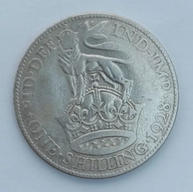 1928 King George V Silver Shilling Fourth Coinage Nice Coin