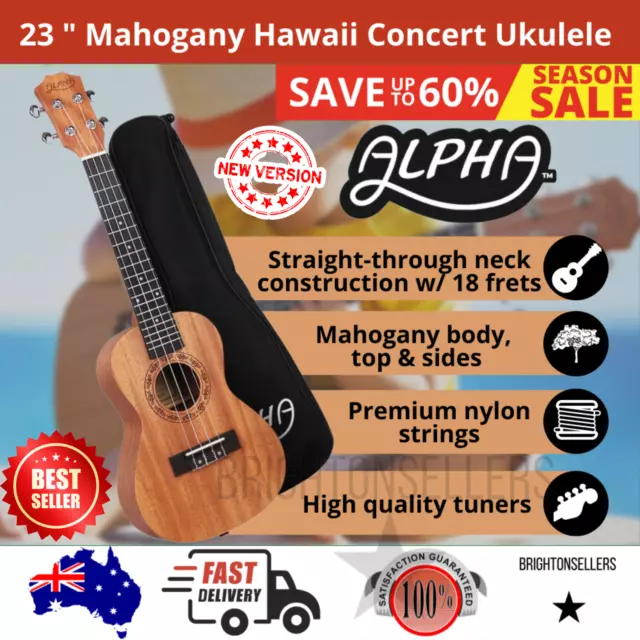 ALPHA 23 Inch Concert Ukulele Mahogany Ukeleles Uke Hawaii Guitar