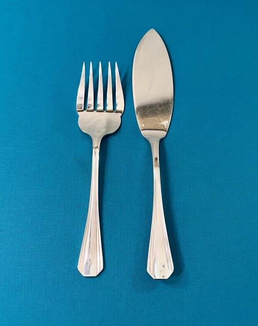 Couvert à servir le poisson métal argenté orfèvre Christofle modèle Boreal Vintage silver-plated 2p fish serving set - France