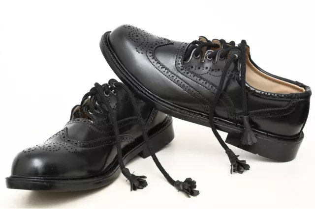 Ghillie Brogues Scottish Kilt Shoes Black Leather Ghillie Brogues Sizes 7-12