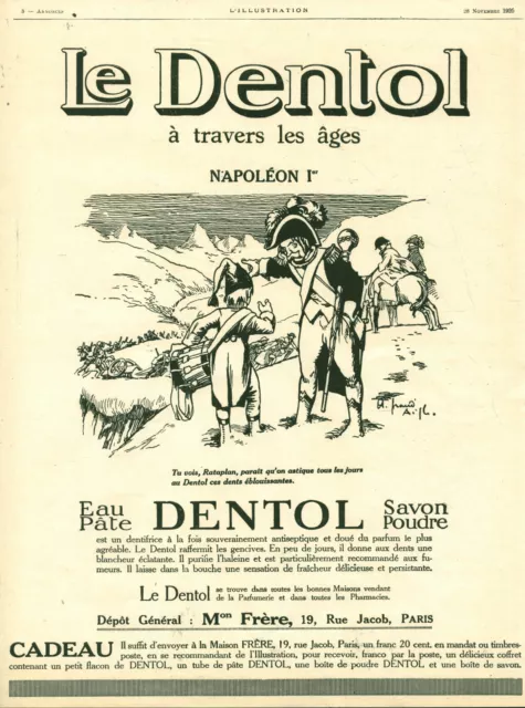 Publicité ancienne le Dentol à travers les âges Napoléon 1er 1925 issue magazine