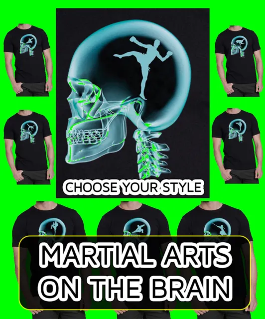 T-shirt uomo cotone biologico arti marziali sul cervello raggi X *scegli la disciplina*