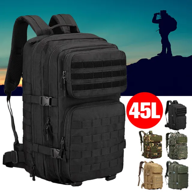 45/30L Military Tactical Backpack Rucksack Travel Bag for Camping Hiking Outdoor