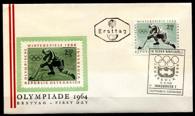 Eishockey.Olympische Winterspiele, Innsbruck. FDC(1). Österreich 1963