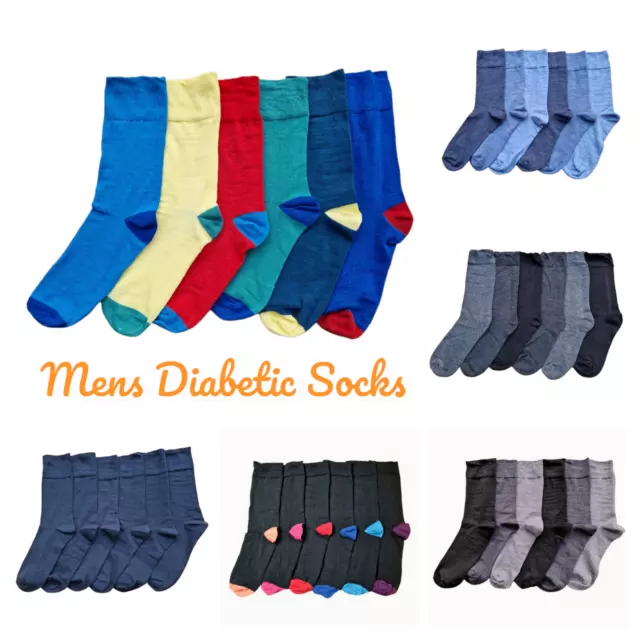 Mens Non Elastic Socks Loose Top Gentle Soft Grip Diabetic Socks