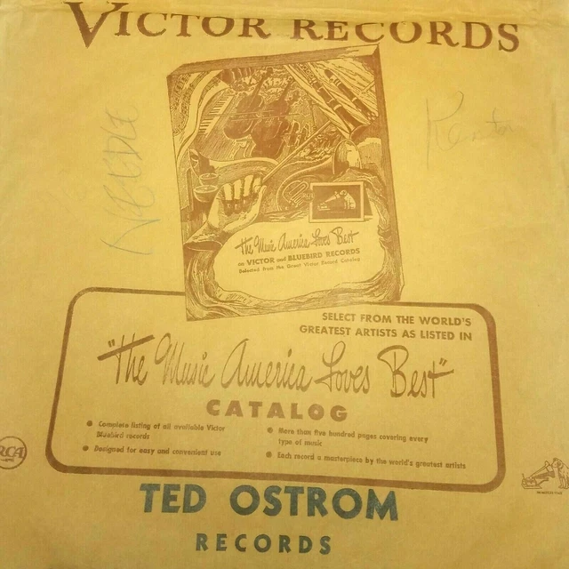 Bolsa de Papel Impresa VICTOR RECORDS 78 RPM Ted Ostrom Records Seattle WA 911 2do