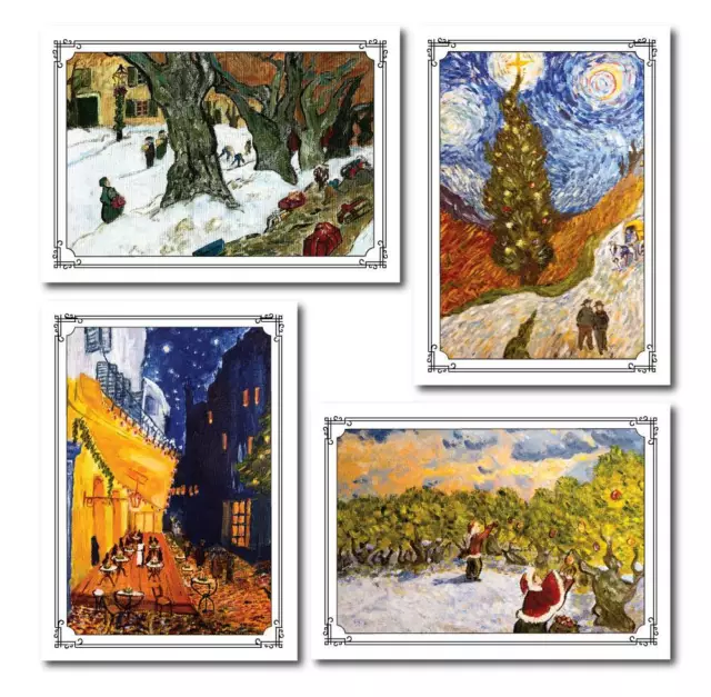 Beautiful Vincent van Gogh Based 12 Card Set Holiday Christmas Greeting Cards