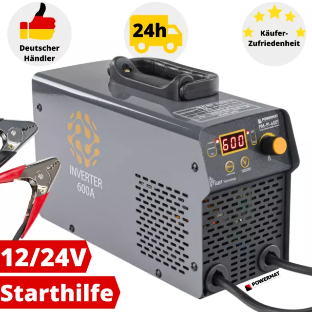 Batterieladegerät 12V/24V Starthilfe Inverter Akku Ladegerät Autobatterie 600A