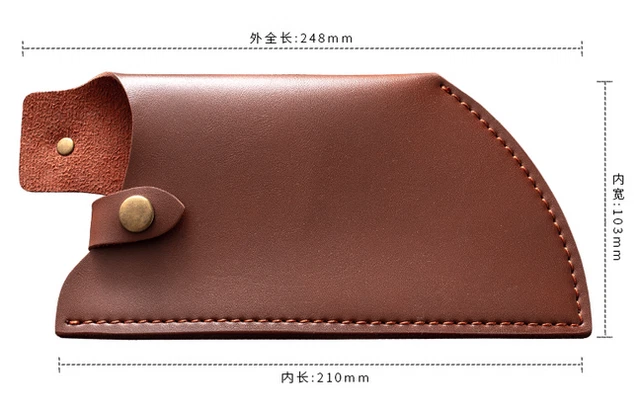 kitchen knife blade cook chopper bag scabbard case sheath cow leather brown W475