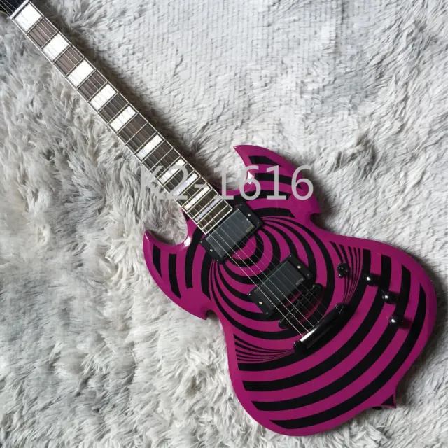 Purple Solid Body Electric Guitar 6 String Factory EMG Bridges Black Parts