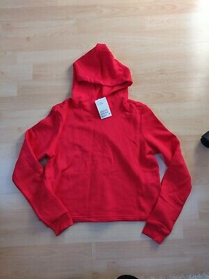 New H&M Red Cropped Hoodie Top Jumper 12-14 Years Girls