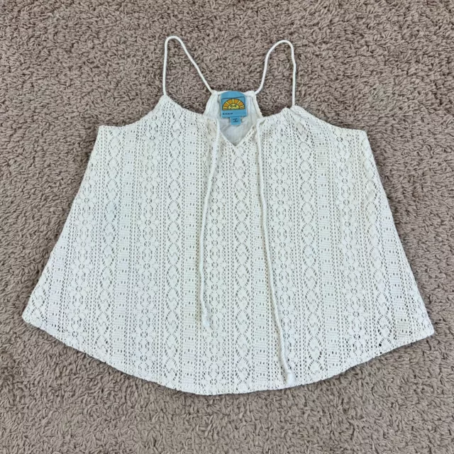 CC CALIFORNIA Ivory Crochet Flowy Boho Tank Top Womens S Spaghetti Straps