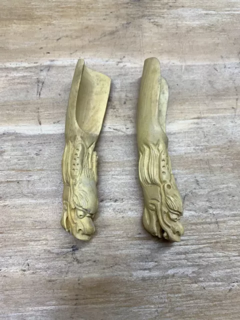 Chinese Hand Carved Wooden Animal Dragon Tea Spoon Scoop Boxwood