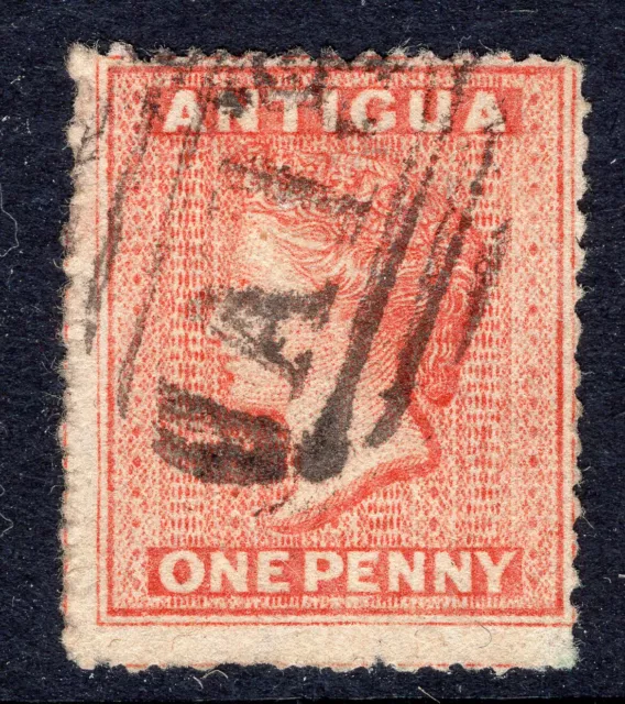 Antigua 1863 used Small Star SG 7 Vermillion, no thins or tears