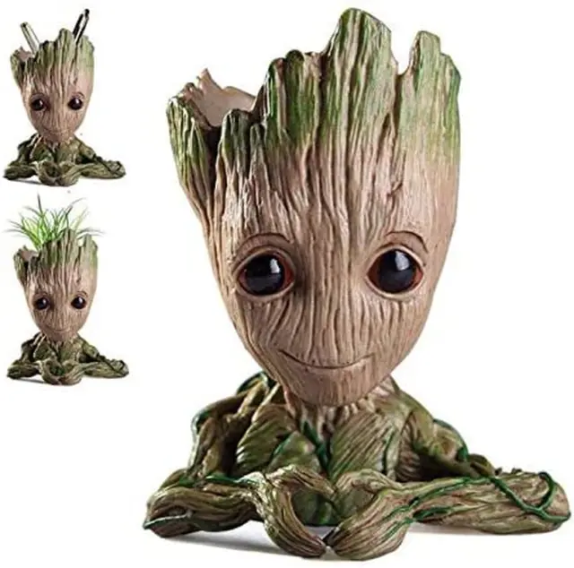 Baby Groot Flowerpot Tree Man Planter Flower Pot with Drainage Hole Pencil Pen H