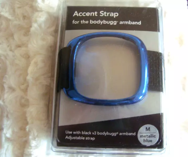 NEW V3 Bodybugg BodyMedia Armband Accent Strap Metallic Blue Medium 12"