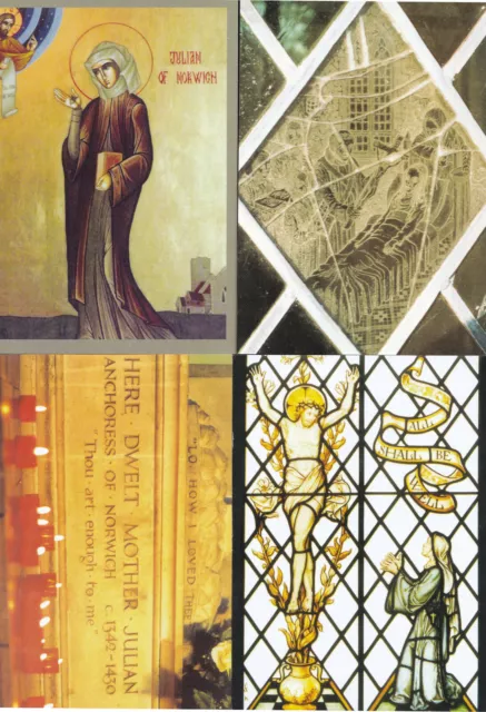 Julian Of Norwich Shrine Cell 4 Postcard Set  Icon/church windows/votive candles