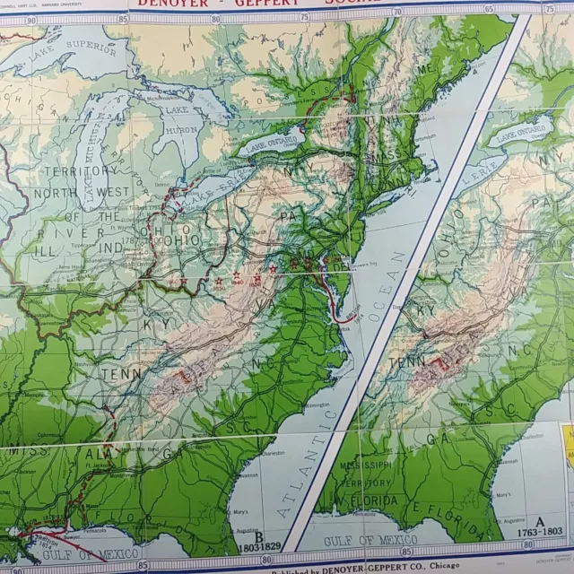 1957 Westward Movement 1763-1829 Denoyer-Geppert Social Science Map A10 44x37