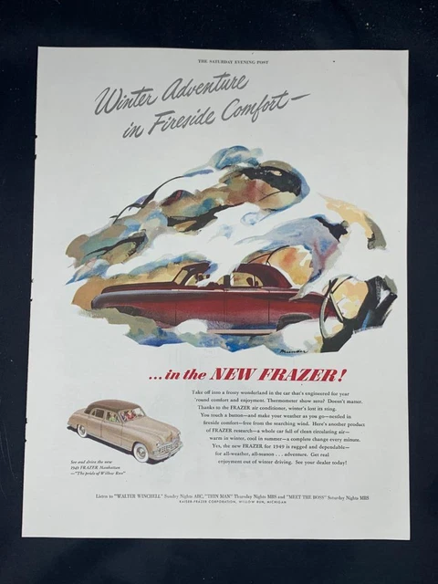 Magazine Ad* - 1949 - Frazer Manhattan - Winter Adventure