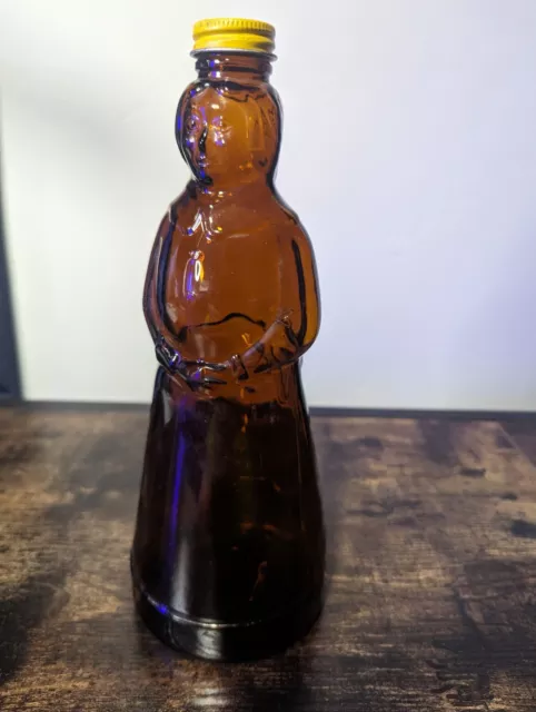Vintage 60s MRS. BUTTERWORTH'S Syrup 24oz Amber Glass Bottle 10" Metal Cap 4300