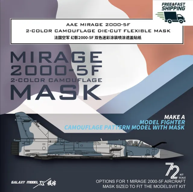 Galaxy D72021 AAE MIRAGE 2000-5F 2-COLOR CAMOUFLAGE DIE-CUT FLEXIBLE MASK