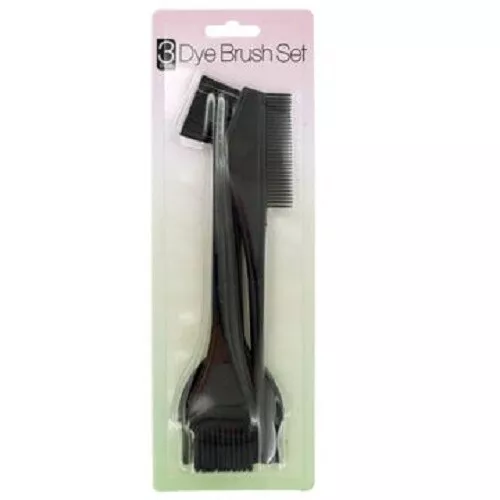 Hair Dye Brush Comb Salon Styling Coloring 3 Pc. Tint Color Applicator Set