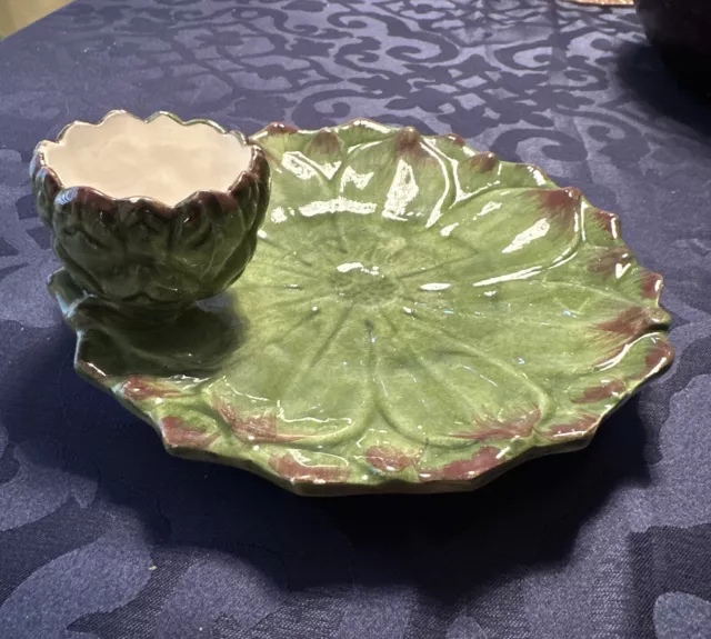 RARE Vintage Italian MAJOLICA Artichoke Plate Dish Antique beautiful piece