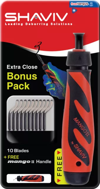 Shaviv 29251 Set E W/Mango Ii Handle Cobalt for Extra Close Work 10pcs E100