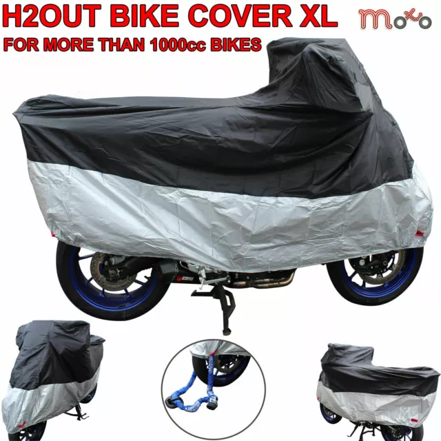 Waterproof Motorcycle Cover Motorbike Breathable Vented Black RAIN DUST X-LARGE