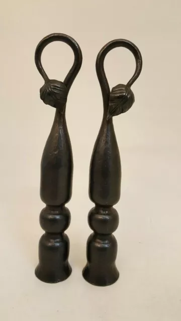 Vintage wrought iron candle snuffers leaf art nouveau pair beautiful design