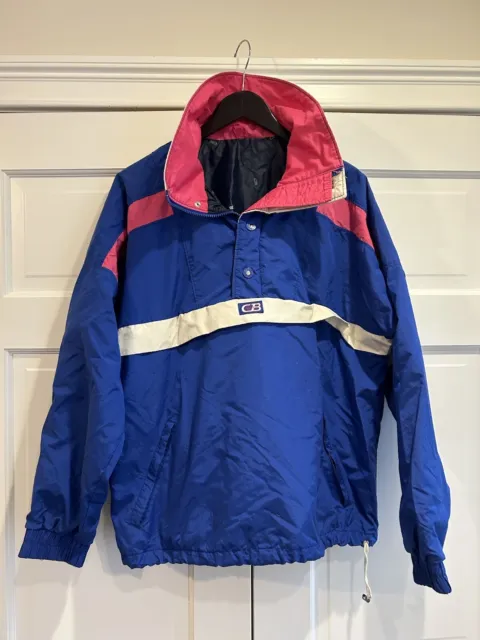 Vintage 80s CB Sports Pullover Windbreaker Ski Jacket Men's M L Blue Pink White