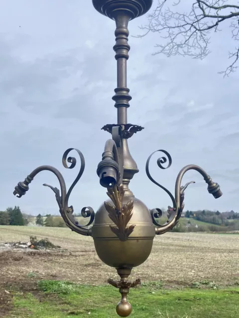 Antique Art Nouveau Brass Chandelier