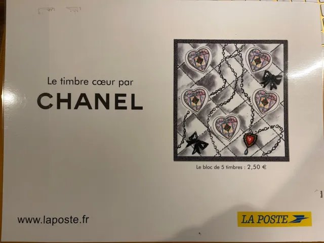 Affiche Promotionnelle Plastifiée Timbre Chanel La Poste Karl Lagerfeld