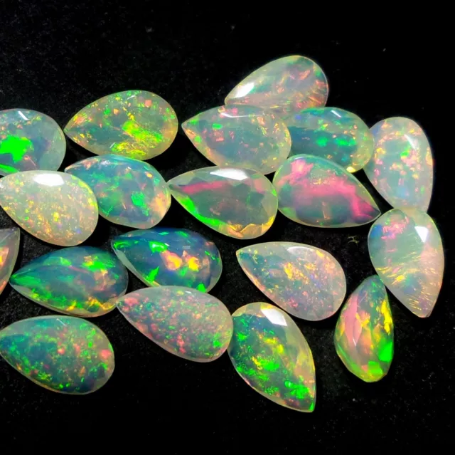 8x5 MM Natürlich AAAA Qualität Regenbogen Feuer Facettiert Welo Opal Pear Form 1 2